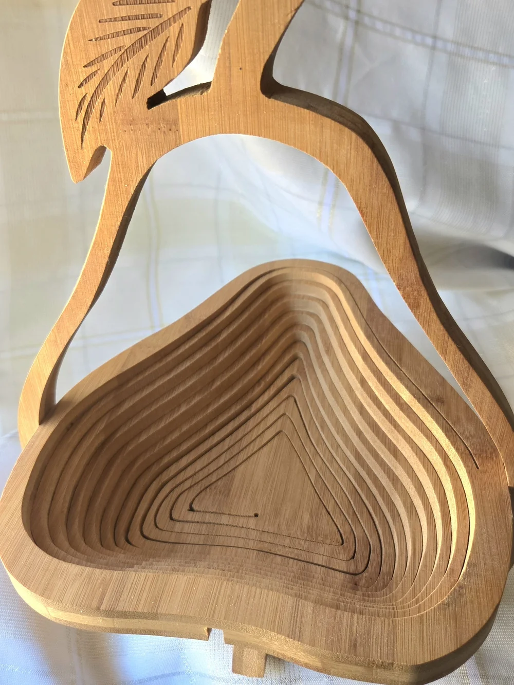 vintage wooden pear-shaped collapsible fruit basket